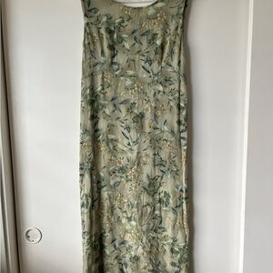 Floral Vintage Green Sleeveless Dress